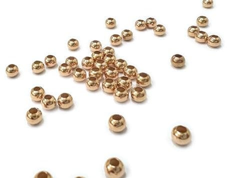 50 Pcs Rose Gold Plated 925 Sterling Silver 3mm (0.12 Inch) Small Seamless Smooth Round Spacer Ball Beads for Jewelry Making Findings