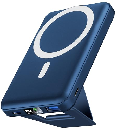 Podoru for Magsafe Powerbank 10000mah, Faltbarer Magnetische Externe Batterie, Wireless Power Bank 22.5W Schnelles Laden mit LED-Display, Kabellos Akkupack für iPhone 16/15/14/13/12/Pro/Pro Max/Mini
