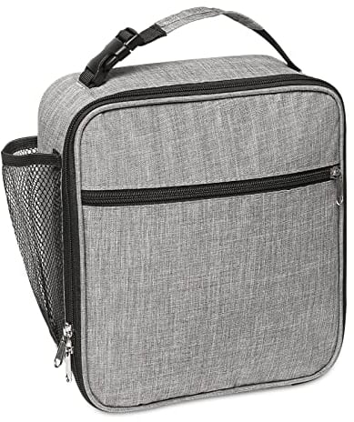 Apuucse Portable Insulated Lunch Bag with Side Mesh Pocket for Adults/Kids/Men/Women,Water-Resistant Leakproof Soft Cooler Bag Durable Thermal Lunch Box for Work/School/Picnic/Outdoor(Grey)