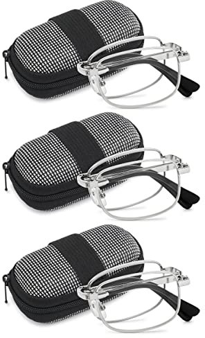 VEVESMUNDO Herren Lesebrille Faltbare Klappbare Zusammenklappbar Metall Faltbrille Klappbrille (+1.75, 3 Stück Silber)