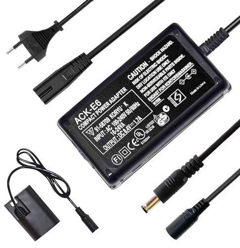 KWTOUL ACK E6 AC power adapter Consumable kit compatible with EOS 5DS, 5DS R, 5D Mark II, 5D Mark III, 5D Mark IV, 60D, 60Da, 6D, 70D, 7D, 7D Mark II, 80D, EOS R DSLR cameras