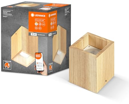 LEDVANCE SMART+ WiFi-Deckenleuchte DECOR Wood, 8W, 640lm, regulierbares Weißlicht (3000K bis 6500K), dimmbar, steuerbar per App, kompatibel mit Amazon, Google und Co.