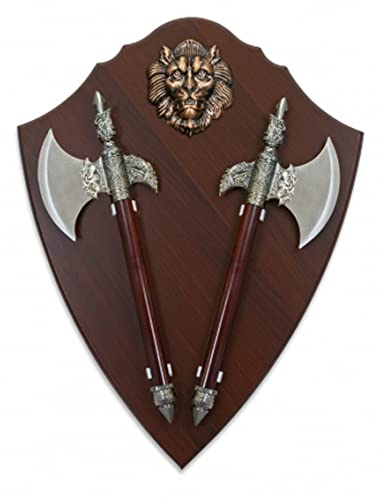 Haches Lion Décoration Toledo | Haches médiévales Décoration de Tolède sur planche de bois pour décoration (59,5 x 46cm) | Décoration médiévale, Vikings | Deco-2xH-32440