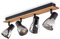 Deckenleuchte Murianette, moderne Deckenlampe aus Metall/Holz/Rauchglas in Schwarz/Natur, Leuchte mit verstellbaren Schirmen aus Glas, 4-flammig, 4 x E14, ohne Leuchtmittel