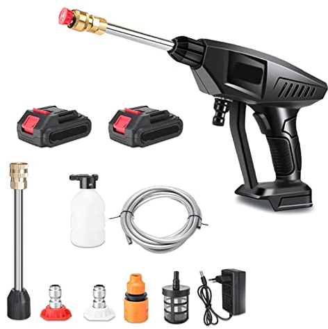 HUIOP Nettoyeur Haute Pression sans Fil, Laveur de Voiture, Nettoyeur Haute Pression Portable 120PSI avec Batterie et Chargeur 24V 7500mAhNettoyeur Haute Pression électrique à Batterie Rechargeable