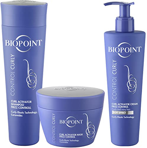 Biopoint Control Curly - Shampoo 200ml + Maschera 200ml + Crema Attivaricci Anticrespo, Definisce e Valorizza i Capelli Ricci, Protettiva Contro Effetto Crespo, Dona Morbidezza e Tonicità