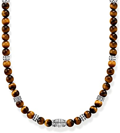 Thomas Sabo Herren Kette mit Tigerauge-Beads Silber, aus 925er Sterlingsilber, Länge 50cm, KE2180-826-2-L50