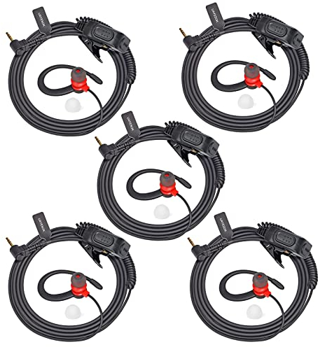 UAYESOK G Form Funkgerät Ohrhörer Kopfhörer mit Mikrofon 1 Pin 2.5mm Walkie Talkie Headset für Motorola Talkabout TLKR H92 H2O T82 Extreme T42 T80 T62 T81 Hunter T800 XT180 XT185 Radio (5 Stück)