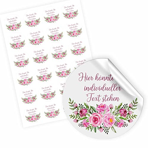 24 Stück Personalisierte Aufkleber - Personalisierte Aufkleber mit Wunschtext - 4,5 cm Runde Papieraufkleber Etiketten für Hochzeit, Taufe, Produkte, Geburtstag (Style 3)