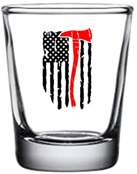 Rogue River Tactical Tattered Wavy Distressed Thin Red Line Flagge Axt Schnapsglas Geschenk für Feuerwehrmann FD Feuerwehr