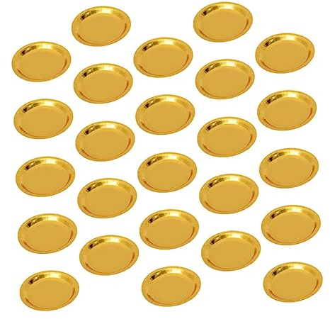 Lurrose 25 Pièces Apéritif Assiettes Dorées Assiette à Pizza Assiette à Dessert Dorée Petites Assiettes à Gâteaux Vaisselle Plat De Service Plaque D'or Pâtisserie Papier
