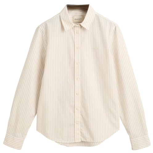 GANT Women's REG POPLIN Striped Shirt REG POPLIN Striped Shirt, Soft Oat,