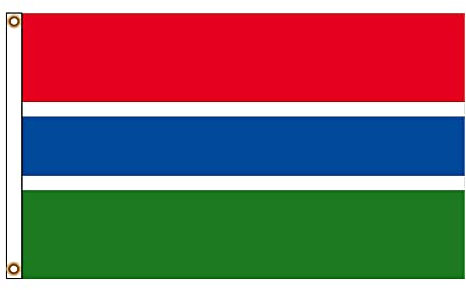 Stormflag Bandera Gambia 3x5ft/ 90x150cm poliéster 90g, 2 ojales de metal costura doble con ojal