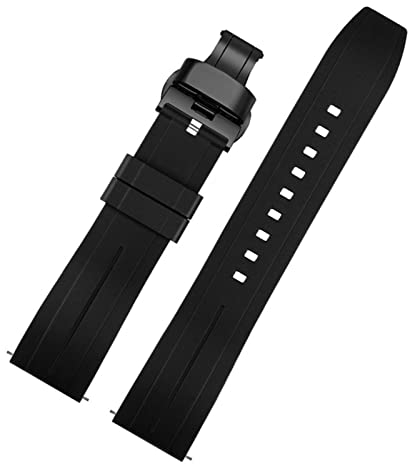 20 mm 22 mm Silikon-Uhrenarmband für Herren und Damen, Schnellverschluss, wasserdichtes Gummiarmband, Schmetterlingsschnalle, passend für Tissot, Fit für Mido, Fit für Citize-Armband (Farbe: Schwarz,