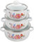 Yardwe 3pcs Enamelware Pot Set, Enamel Stockpot with Lid Floral Retro Cooking Pot Simmer Pot Deep Enamelware Soup Pot for Home Restaurant