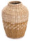 CREEDWOOD Stroh VASE Kairo | 32x23 cm, Stroh, Natur/Gelb | Bodenvase, Standvase, Kunstblumen Vase, gewebter Übertopf, Strohvase, geflochtene Blumenvase