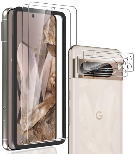 AnnhanT Protector Pantalla para Google Pixel 8 Pro, Pixel 8 Pro Cristal Templado 2 Piezas y Protector de Lente de cámara 2 Piezas - 9H Dureza Antiarañazos, Vidrio Templado para Google Pixel 8 Pro