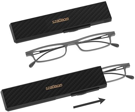 SZEOEOM Ultradünne faltbare Lesebrille für Damen und Herren,leicht,TR90, zu faltbar, kompakt,Computer-Lesegerät, tragbar, schlank,flach,stabiles Gehäuse,Schwarz +2.0 (Den grauen, 3, Dioptrien)