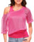 Kiiwah T-Shirt en Maille Filet pour Femme, Mesh Crop Top Annees 80 Costume, Deguisement Femme Annee 80 en Résille Fluo avec Épaules Dénudées pour Rétro Disco Costume Carnaval Fête