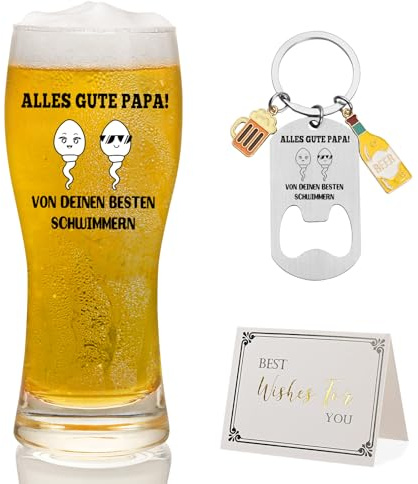 Joymaking Bierglas für Papa, Geschenk zum Vatertag, 2 Kinder, Geburtstag, Weihnachten, 460 ml