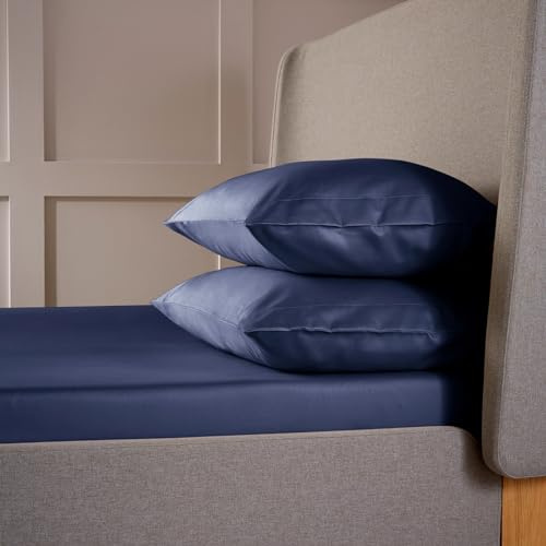 Christy Super King Deep Fitted Sheets | 400TC Luxury Bedding | Navy Blue | 100% Cotton Sateen | Soft Silky Bed Linen