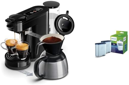 Philips Senseo Switch Pad- und Filterkaffeemaschine, 2-in-1-Brühtechnologie & Wasserfilter für Espressomaschine, Kein Entkalken bis 5000 Tassen, Doppelpack