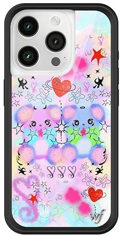 Wildflower Cases – Cotton Candy Teddies Hülle, kompatibel mit Apple iPhone 15 Pro, trendy, Airbrush, Lila, Bären, schützender schwarzer Stoßfänger, 1,2 m Falltest-zertifiziert, kleines Unternehmen im