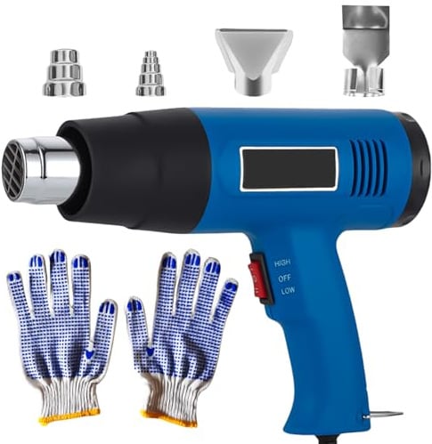 Kit pistola ad aria calda, pistola ad aria calda professionale da 2000W con 4 ugelli di riscaldamento, pistola termica elettrica 2 livelli di temperatura 300°/550°, pistola ad aria calda per