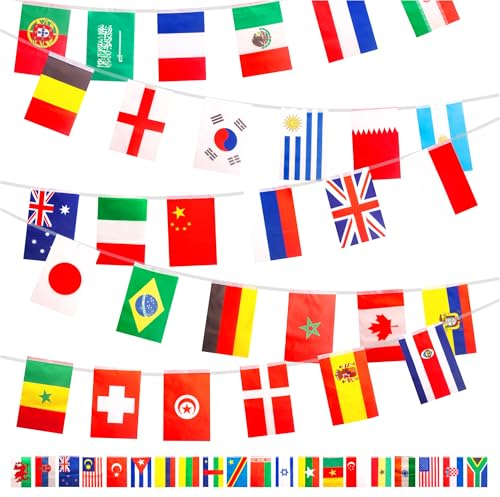 Bandiere olimpiche bandierine del mondo bandierine 100 paesi bandiere 25 m, bandiere del mondo bandierine internazionali bandierine banner gioco olly 2024 decorazioni per feste per giardino bar