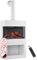 KAMINIO Eléctrica chimenea HENRI con tubo de chimenea - Estufa de chimenea con calefacción, efecto de llama 3D, compartimento para leña (Blanco)
