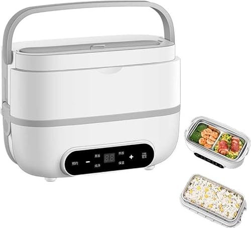 MZBDYYF Food Warmer Heater Electric Lunch Box, Portable Double Layer Lunch Box 200W, Self-heating Insulated Lunch Box, Small Rice Steamer Pot Multifunctional Portable Heating