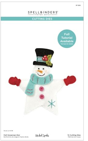 Spellbinders Nicole Spohr Stanzschablonen mit Schneemann-Stern, geätzte Stanzformen aus der Felt Stitch & Create Kollektion, Metall, One