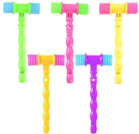 TELADESHX Squeaky Hammers,5 Pcs Mini Squeaky Hammer Pounding Toy Plastic Whack-a-Mole Hammers for Baby Toys or Party (Random Color)