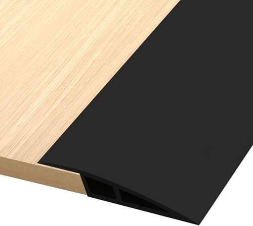2M Carpet Trim Strip Self Adhesive PVC Laminate Floor Door Strip Door Floor Transition Threshold Trim and Edgings Rubber Flooring Edge Strip (Black,10mm)