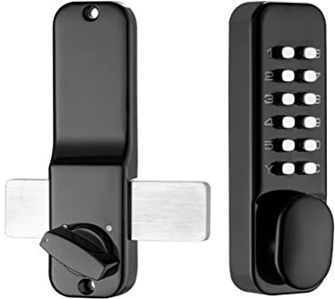 Smart Keyless Entry Door Lock with Keypad and Mechanical Deadbolt Waterproof Digital Code Door Lock Set with Handle and Knob for Front Gate (Black)