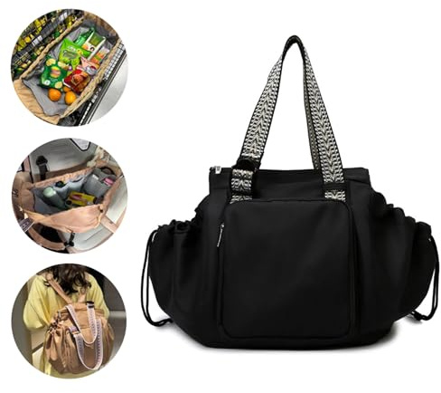 BnMvF Transformable Cradle Bag Travel Storage Bag, Convertible Satchel Backpack, Supermarkt Einkaufstaschen und Autositz Cradle Bag (Schwarz,A)