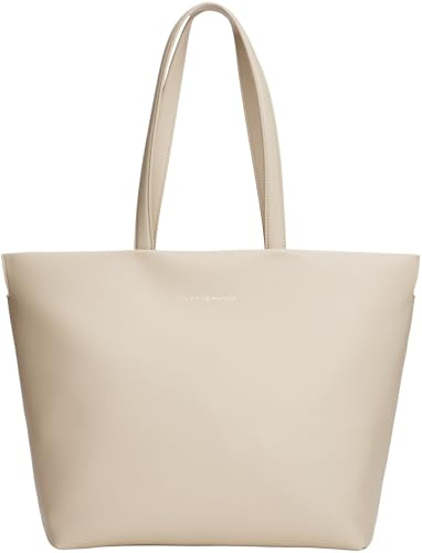 TOMMY HILFIGER Damen TH LOGOTAPE TOTE AW0AW17693 Tote, Beige (Classic Beige), Einheitsgröße, Beige (Classic Beige), One Size