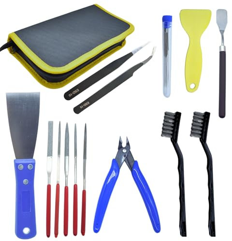 3D Printer Maintenance Tool Kit, 24pcs Set with Nozzle Cleaning Tools, Wire Cutters, Scrapers and Carrying Case Diamond Files, Tweezer, Putty Knife for 3D Printer, Model Building
