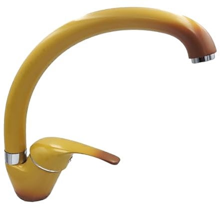 FKORENZI Robinet mitigeur évier cuisine/buanderie avec canne incurvée couleur terre de France avec aérateur et kit d'accessoires pour montage