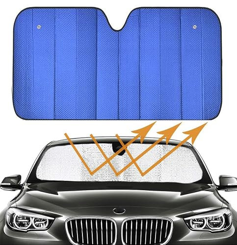 Parasole Auto Parabrezza Interno Pieghevole - Coprisole Auto UV con Ventose e Elastici, Protezione Solare per Cruscotto e Sedili, Universale per Auto SUV e Furgoni (Colori assortiti)