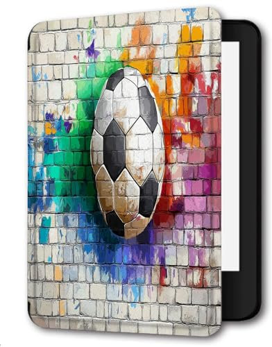Case Compatible for 6 Kindle Paperwhite 5th/6th/7th Generation 2012/2013/2015,Lightweight Slim Soft PU Case Cover Skin for Paperwhite 5 6 7 Gen,Doodle Football