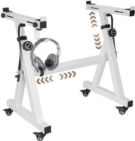 OUUTMEE Heavy Duty Keyboard Stand, Z Style Digital Piano stand, Adjustable Height & Width Keyboard Stand with 4 Wheels Fits 54-88 Key Electric Pianos, White