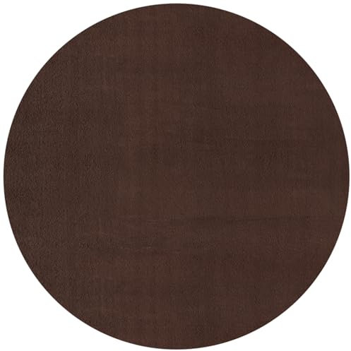 the carpet Cosy kuschelig Warmer Fellteppich, weich und elegant, waschbar und Fußbodenheizung geeignet, Öko-Tex Zertifiziert, Braun, 120 cm Rund