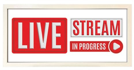 Echo Three Wall Art White Framed Print Live Stream In Progress | Content Streamers DJ Social Media Influencer Gift | For Podcasters And Music Vloggers Artists Gamers | Large Wide Sign