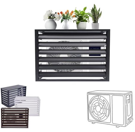 Pxkmouy 120 * 150 * 70cm-5P Soporte aire acondicionado exterior Protectora De Aire Acondicionado de aluminio,cubierta aire acondicionado exterior acondicionado oculto marco reforzado