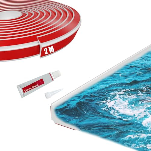 FFPMYF Paraspifferi per doccia e porta della doccia, in silicone, per piano di lavoro, colore: bianco, 2 m