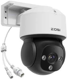 ZOSI 4K PoE PTZ Überwachungskamera Aussen Personen-/Fahrzeugerkennung IP66 | Auto-Tracking, 2-Wege-Audio, IR Nachtsicht, NUR Kompatibel mit 4K PoE NVR, C290