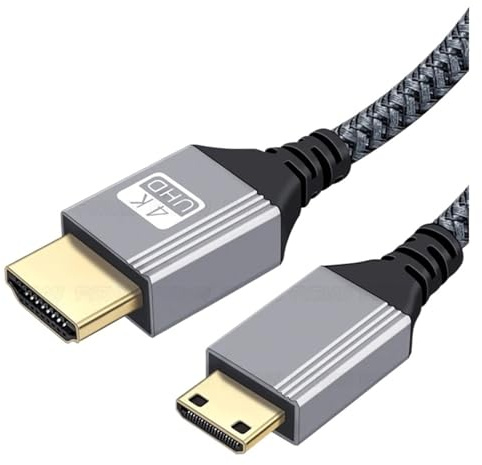 Cable bidireccional compatible con HDTV 4K a mini HDMI 4K60Hz, compatible con videocámaras Hero y Raspberry Pi. Cable compatible con mini HDMI.(4K Grey,5m)