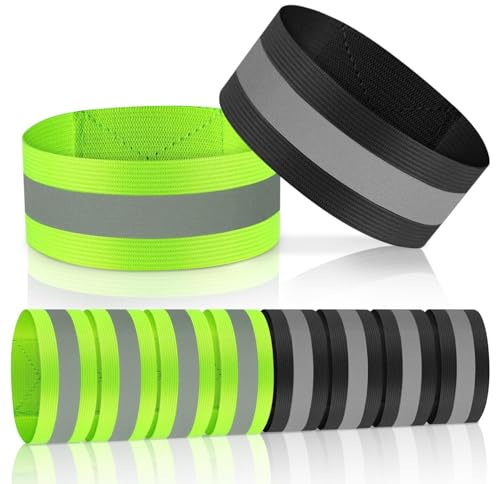 XEIYEI 8 STK Hosenklammer Fahrrad Elastisch Reflektorband Hosenschutz Hosenband Hosenbein Klammer Elastisches Reflektorbänder mit Klettverschluss für Radfahren Hosen Outdoor Wandern Joggen