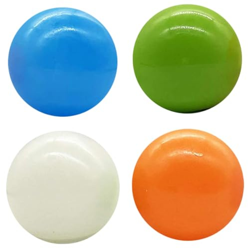 Klebebälle für die Decke, 4, 5 cm, leuchtend leuchtende Bälle zum Stressabbau, Kinderspielzeug, 4 Stück, klebriger Wandball, Zielball, Dekompressionsspielzeug, Stressabbau, Wand-Stressspielzeug.